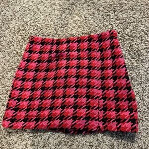Pink and Black Houndstooth Skirt